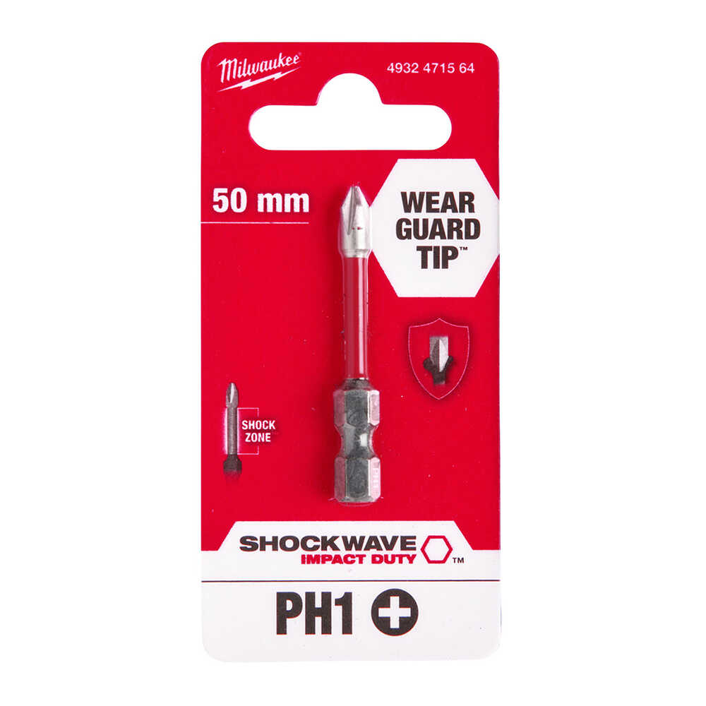 MILWAUKEE BITS UÇ PH1 50mm 1LI PKT SHOCKWAVE